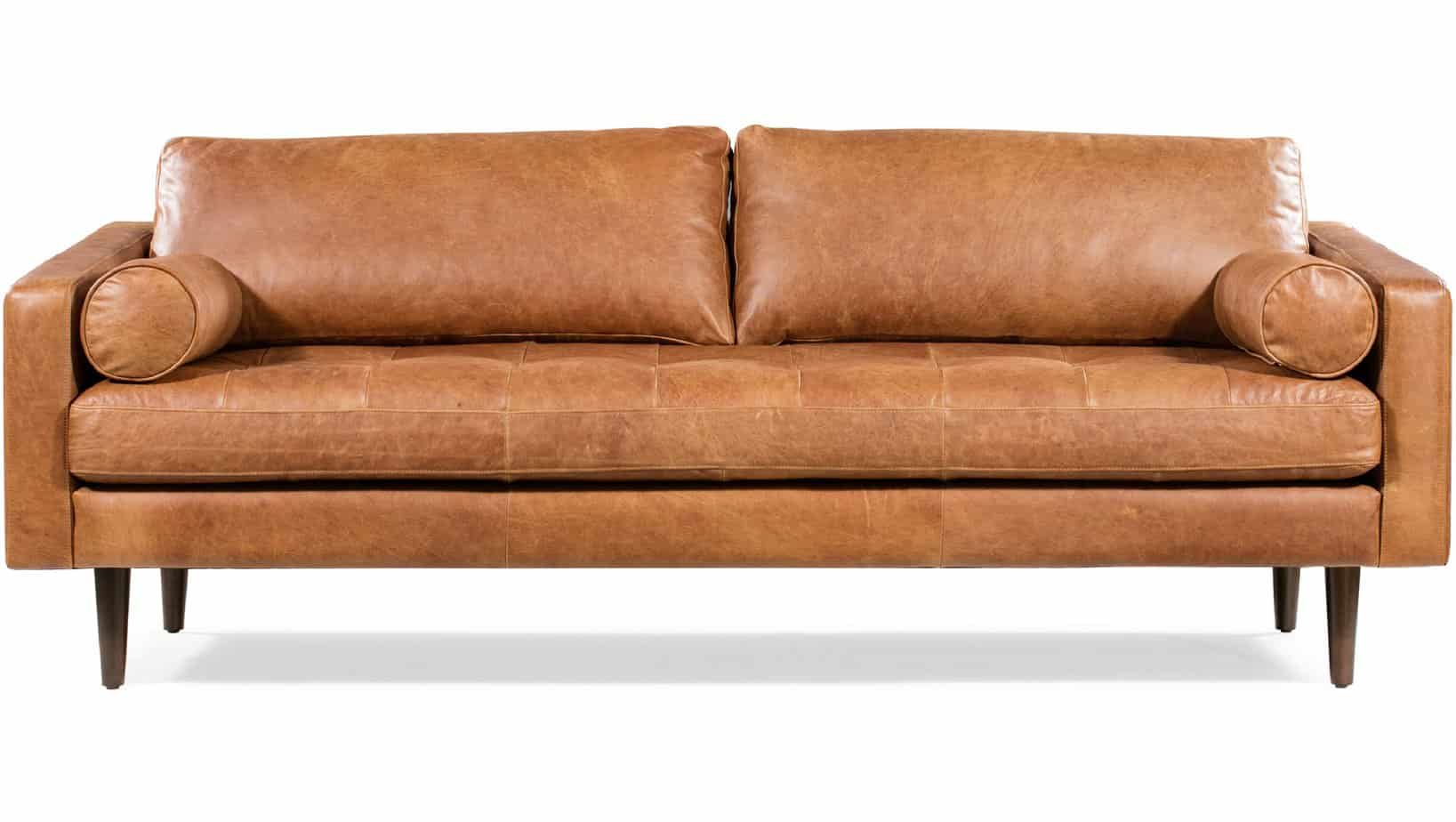 poly & bark vintage leather essex 3 seater sofa