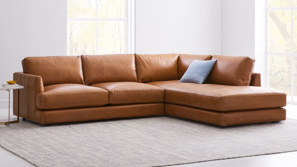 west elm leather sleeper sofa with chase