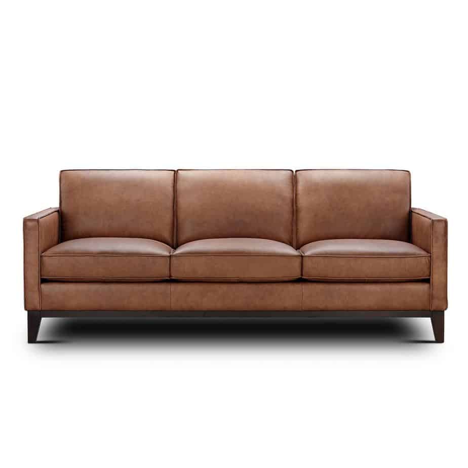 Oakburn Leather Sofa with Wood Base