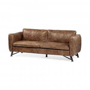Cobain I 84" Brown Leather Wrapped Two Seater Sofa - 83.5L x 34.5W x 33.5H