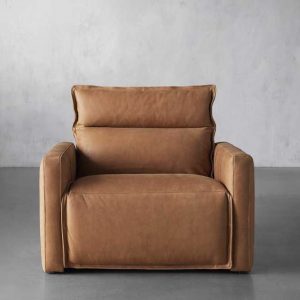 Rowland Leather 44" High-Back Two-Arm Motion Recliner in Burnham Camel