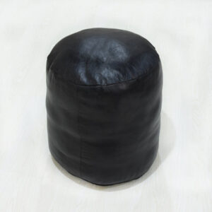 16" Wide Genuine Leather Round Pouf Ottoman