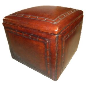18" Wide Genuine Leather Square Cube Ottoman with Storage