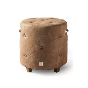 18'' Wide Genuine Leather Tufted Round Ottoman