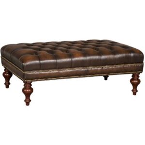48" Genuine Leather Tufted Rectangle Cocktail Ottoman