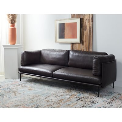 93.3" Genuine Leather Square Arm Sofa
