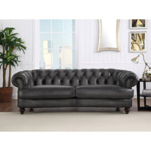 94" Genuine Leather Rolled Arm Sofa