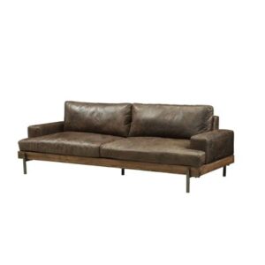 95" Genuine Leather Square Arm Sofa