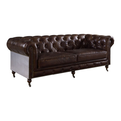 Aberdeen 89.4" Genuine Leather Rolled Arm Sofa