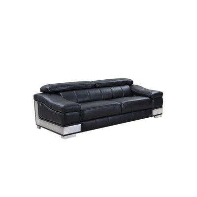 Aiela 92" Genuine Leather Pillow Top Arm Sofa