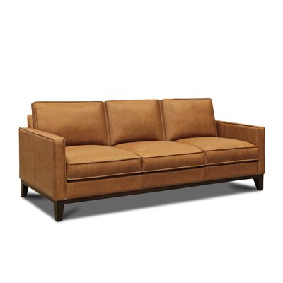 Akansha 85" Genuine Leather Square Arm Sofa