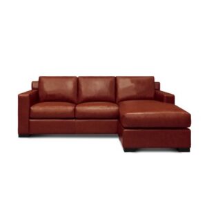 Akar 89" Wide Genuine Leather Reversible Modular Sofa & Chaise