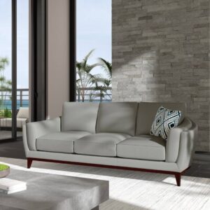 Alvapillai 91.5" Genuine Leather Recessed Arm Sofa