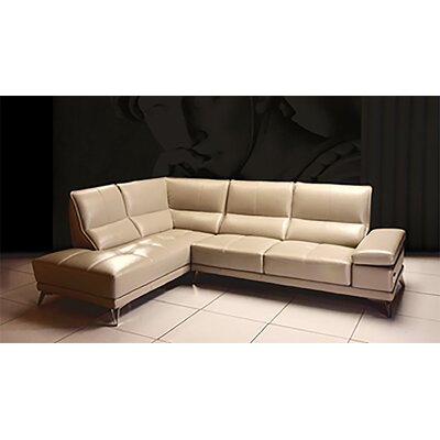 Angellie 106" Wide Genuine Leather Modular Sofa & Chaise