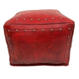 Anna-Marie 20" Wide Genuine Leather Square Pouf Ottoman