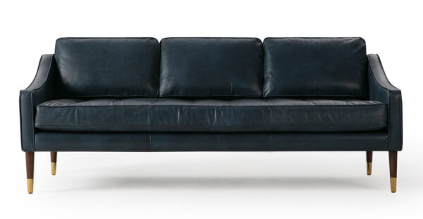 Brando 74" Leather Sofa, Napoli Blue