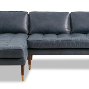Brando 83" Leather Sofa Sectional Left, Napoli Blue