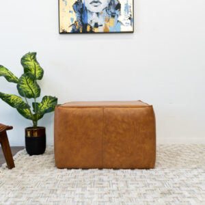 Bromley 28" Wide Genuine Leather Square Cocktail Ottoman