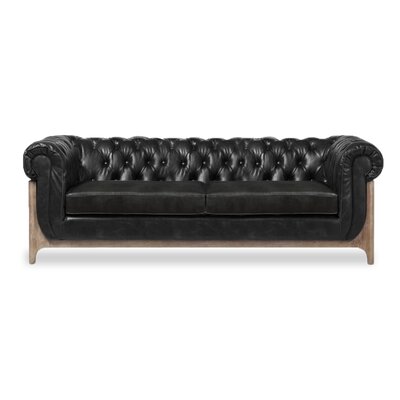 Brucedale 90" Genuine Leather Rolled Arm Chesterfield Sofa