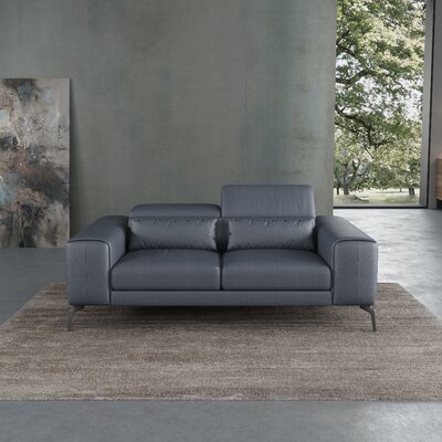 Cavour 77" Genuine Leather Square Arm Sofa