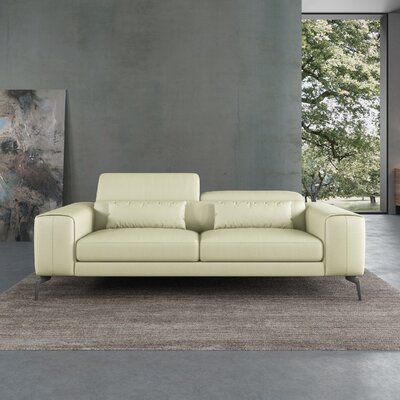 Cavour 93" Genuine Leather Square Arm Sofa