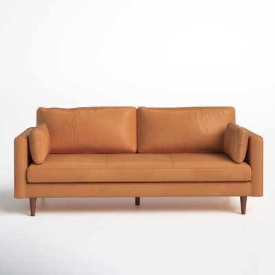 Cedella 87.8" Genuine Leather Square Arm Sofa