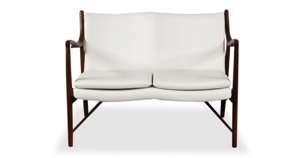 Copenhagen 47" Leather Sofa, Walnut/White Italian