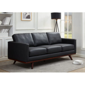 Corrigan Studio® Chester Modern Leather Sofa With Birch Wood Base