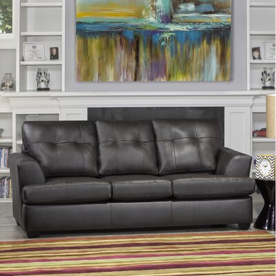 Cowhill 88" Genuine Leather Recessed Arm Sofa
