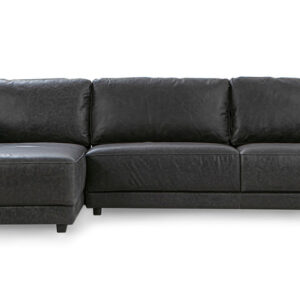 Domus 112" Leather Sofa Sectional Left, Ebony