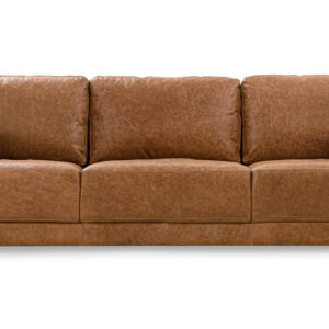 Domus 93" Leather Sofa, Chestnut