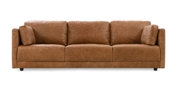 Domus 93" Leather Sofa, Chestnut