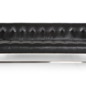 Edward 87" Leather Sofa, Black Aniline