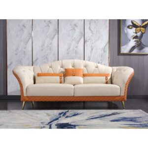 Elberton 92" Genuine Leather Rolled Arm Sofa