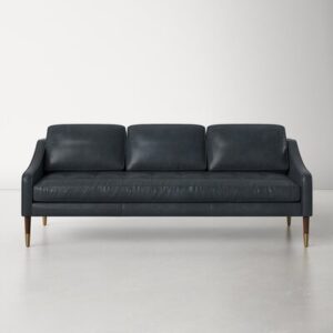 Everly 74.3" Genuine Leather Square Arm Sofa