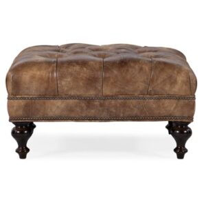 Fair-N-Square 33" Wide Genuine Leather Tufted Square Cocktail Ottoman