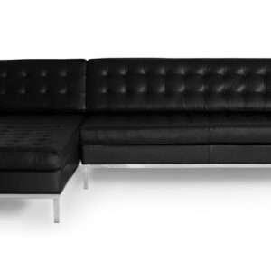 Florence 101" Leather Left Sectional, Black