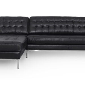 Florence 101" Leather Left Sectional, Black Top Grain