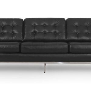 Florence 89" Leather Sofa, Black