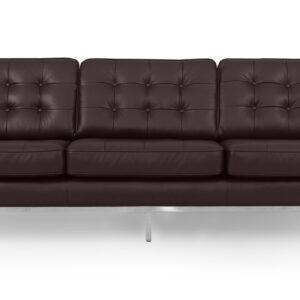 Florence 89" Leather Sofa, Brown Top Grain Semi Aniline