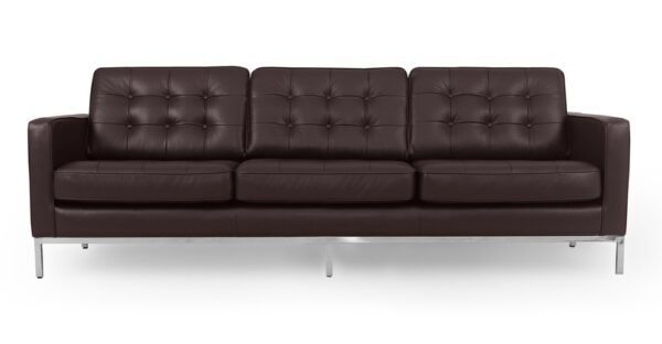 Florence 89" Leather Sofa, Brown Top Grain Semi Aniline