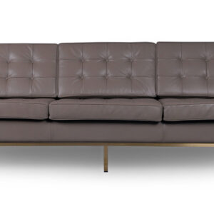 Florence 89" Leather Sofa, Mind Grey