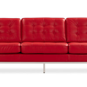 Florence 89" Leather Sofa, Red