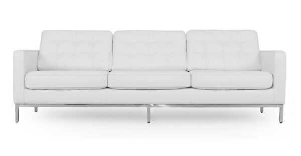 Florence 89" Leather Sofa, White