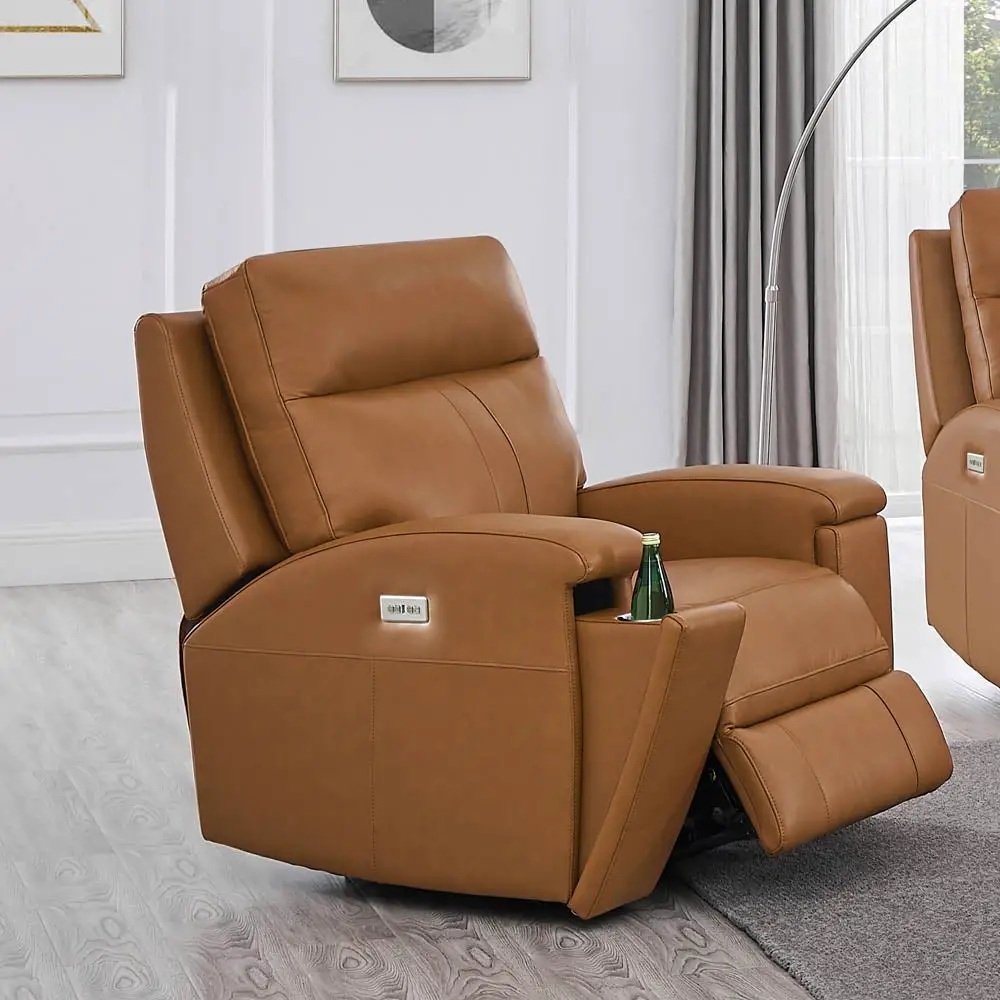 Hydeline Venice Zero Gravity Power Recline and Headrest Top Grain Leather Recliner with Built in USB Ports and Cup Holder