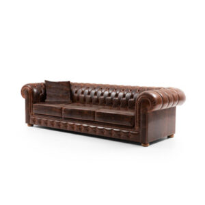 Laine 108.7" Genuine Leather Rolled Arm Chesterfield Sofa
