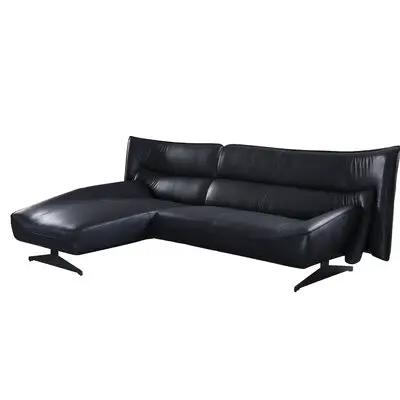 Leppert 113" Wide Genuine Leather Left Hand Facing Sofa & Chaise