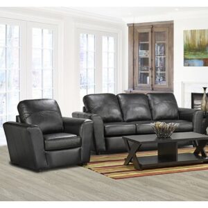 Lidiya 87" Genuine Leather Flared Arm Sofa