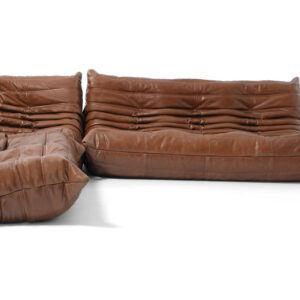 Louvre Modular 110" Mona 3-pc Leather Sofa, Saddle