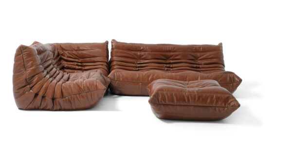 Louvre Modular 110" Venus 4-pc Leather Sofa, Saddle